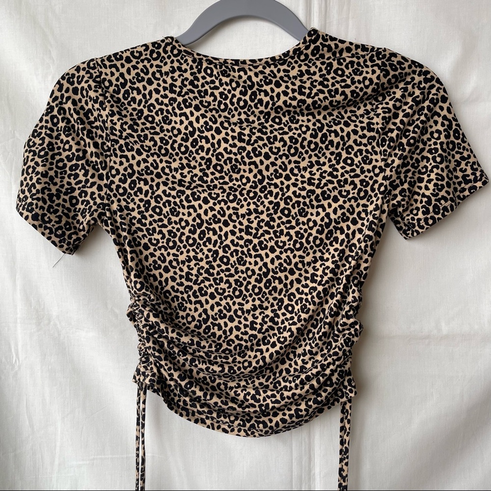 Leopard Print Ruched Crop Top - Picture 6 of 9